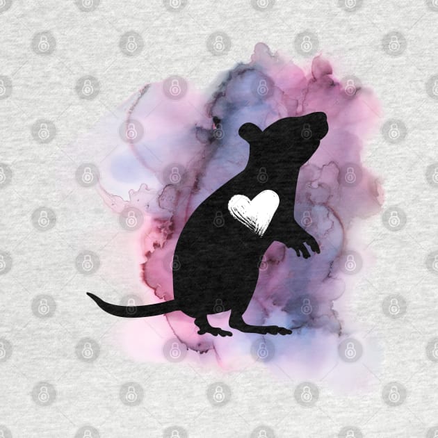 Rat with Heart Watercolor by TrapperWeasel